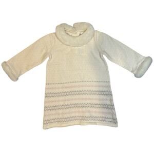 Janie and Jack White Sweater Dress Faux Fur Collar NWT 6–12M